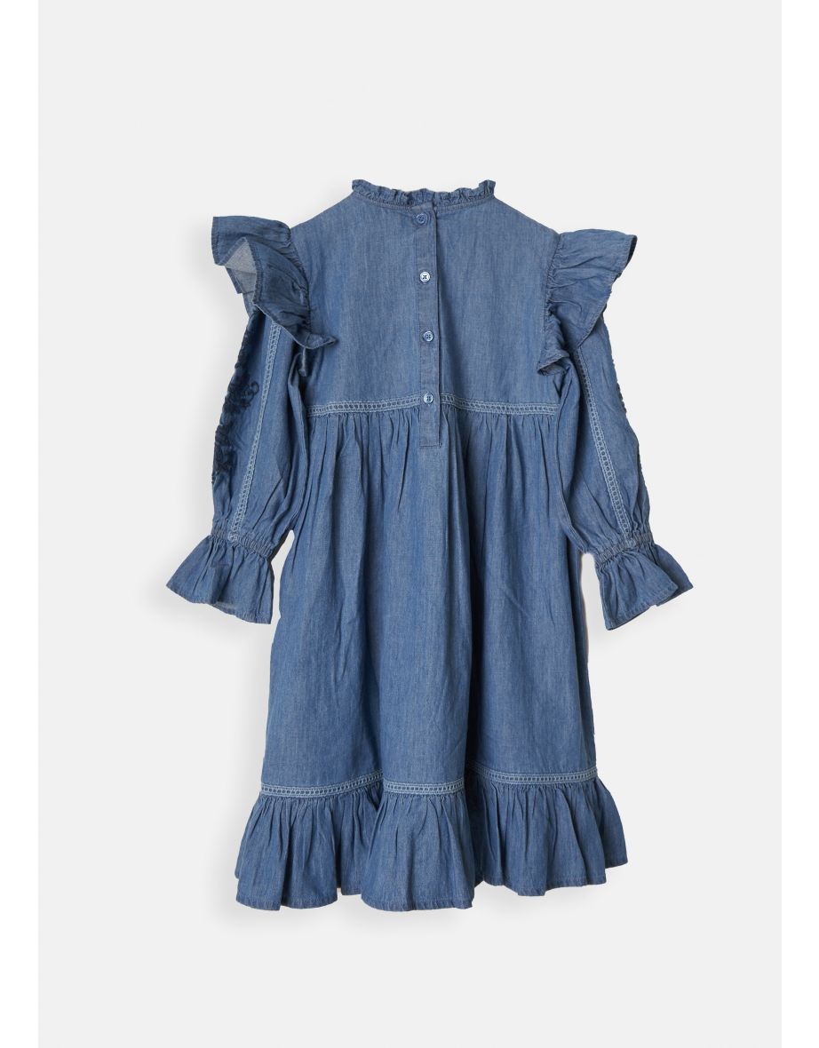 Embroidered yoke dress - 3