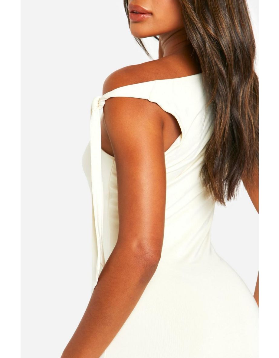 Slinky Tie Shoulder Slash Neck Maxi Dress - 3