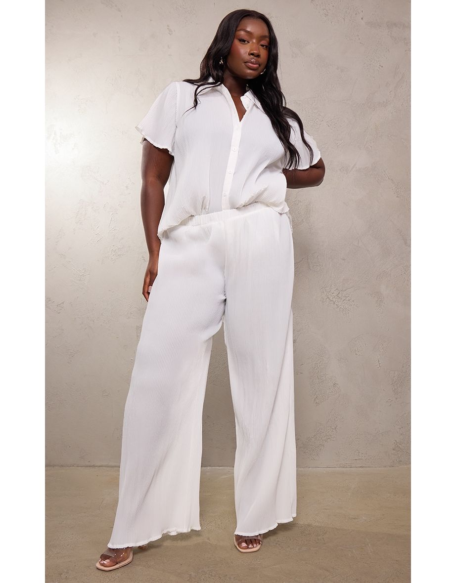 White chiffon palazzo on sale pants