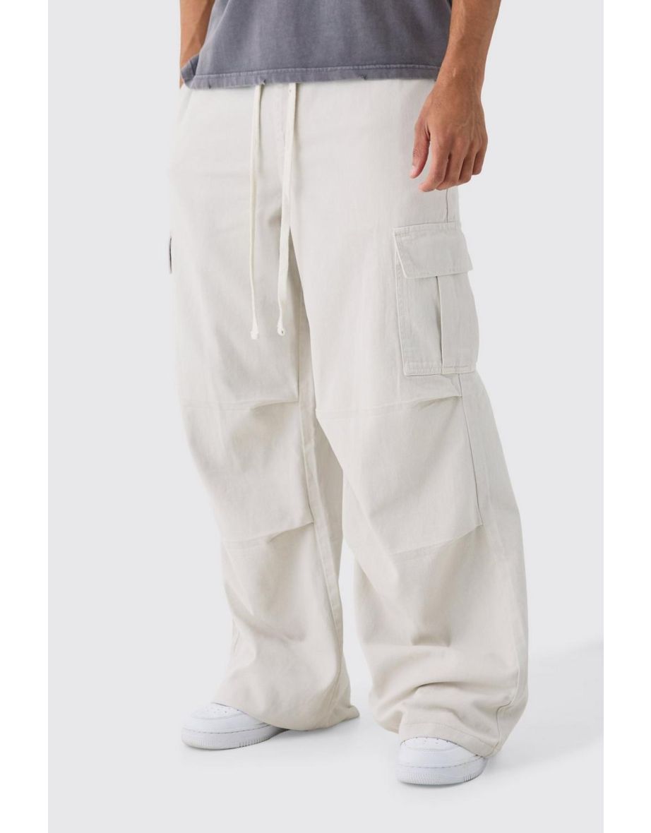 Extreme Baggy Fit Cargo Trousers In Ecru - ecru