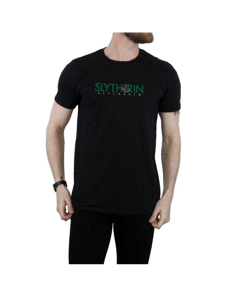 Harry Potter Mens Slytherin Text T-Shirt - Black - 3