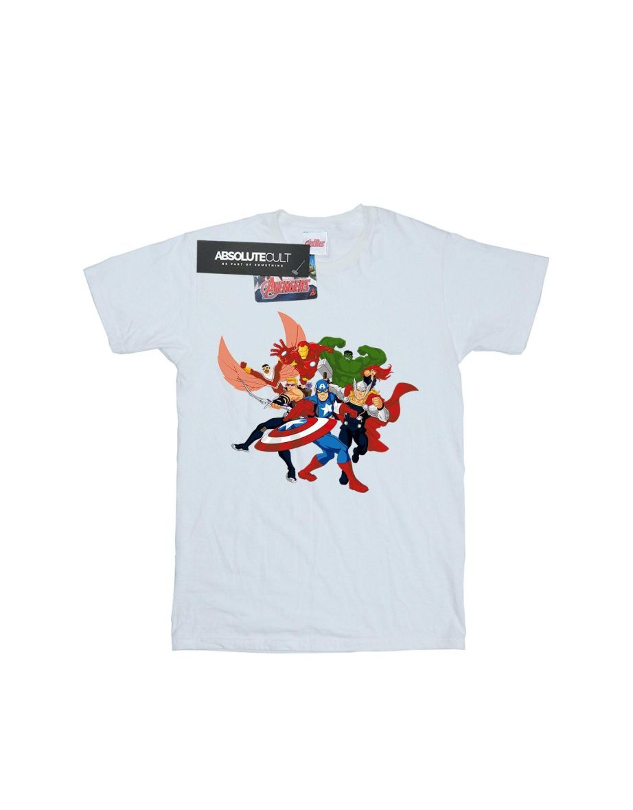 Marvel Mens Avengers Assemble Comic Team T-Shirt - White