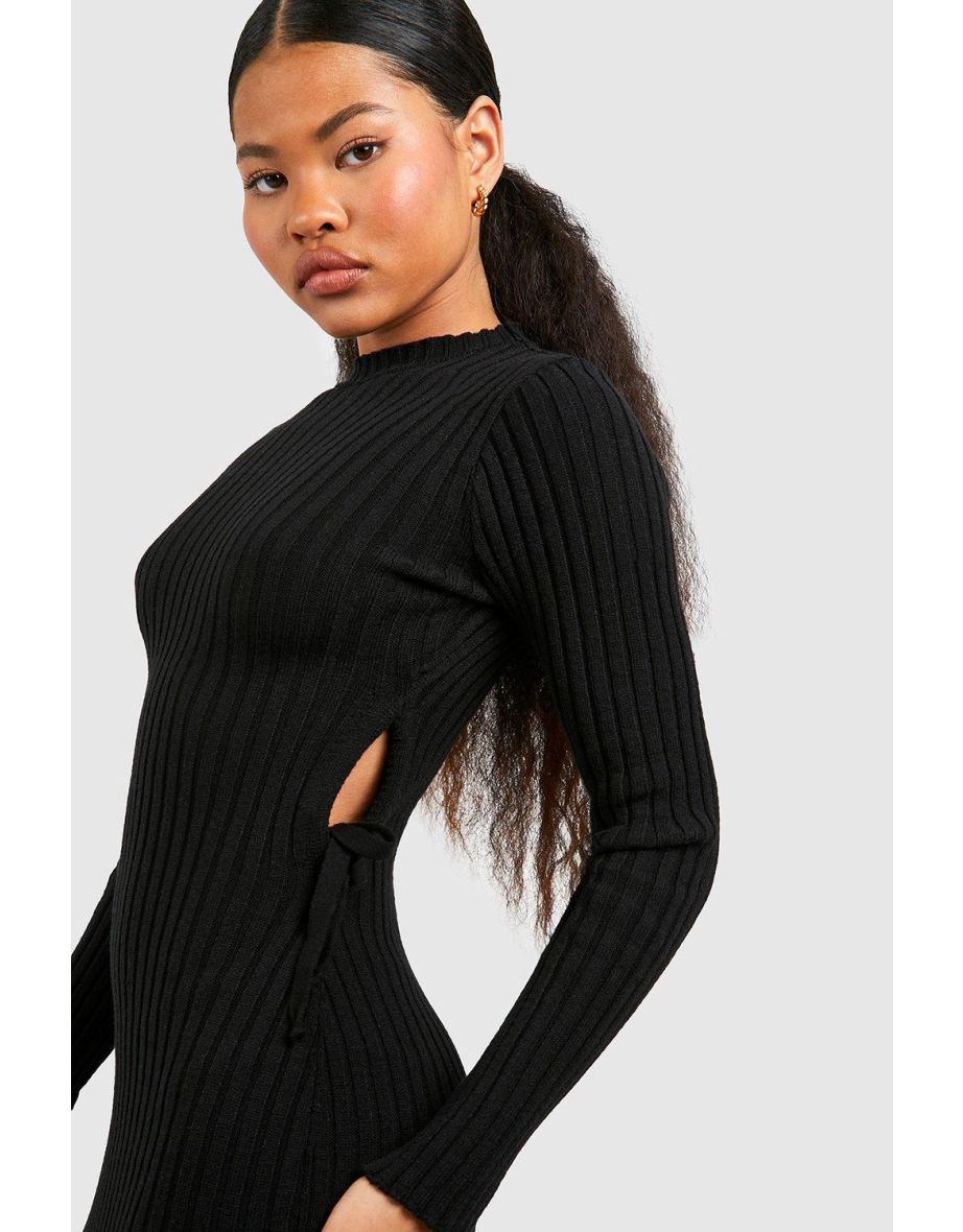 Petite Cut Out Ribbed Knit Maxi Dress - 3