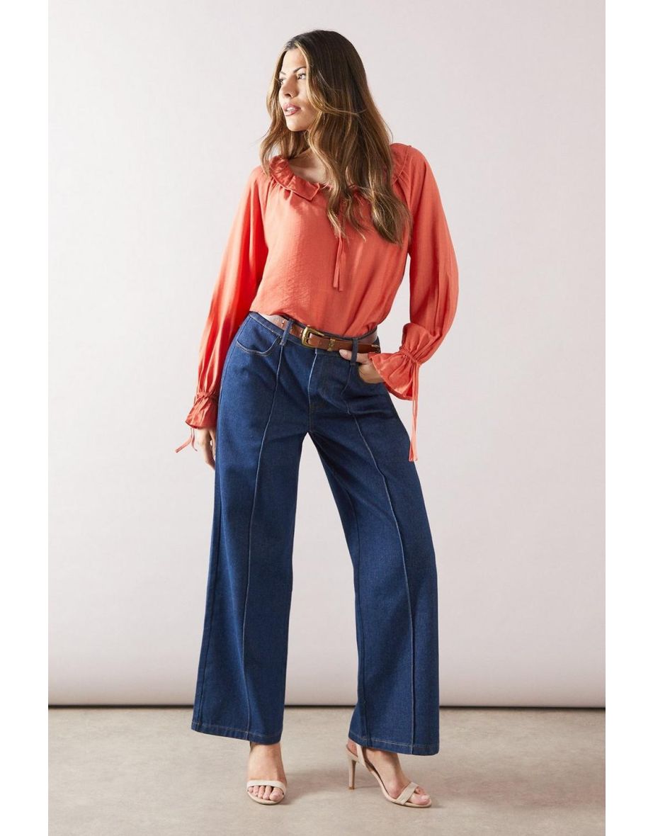 Viscose Linen Ruffle Blouse