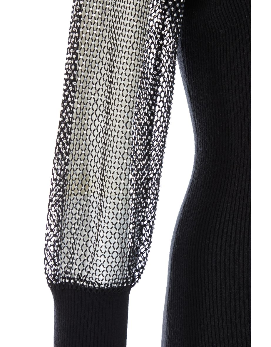 Black Knitted Diamante Jumper Dress - 5