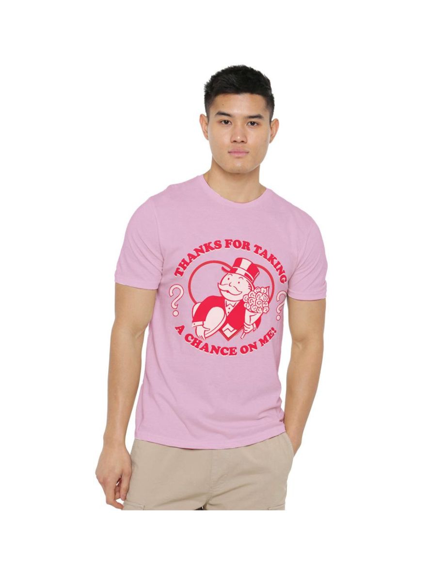 Monopoly Mens Taking A Chance T-Shirt - Light Pink