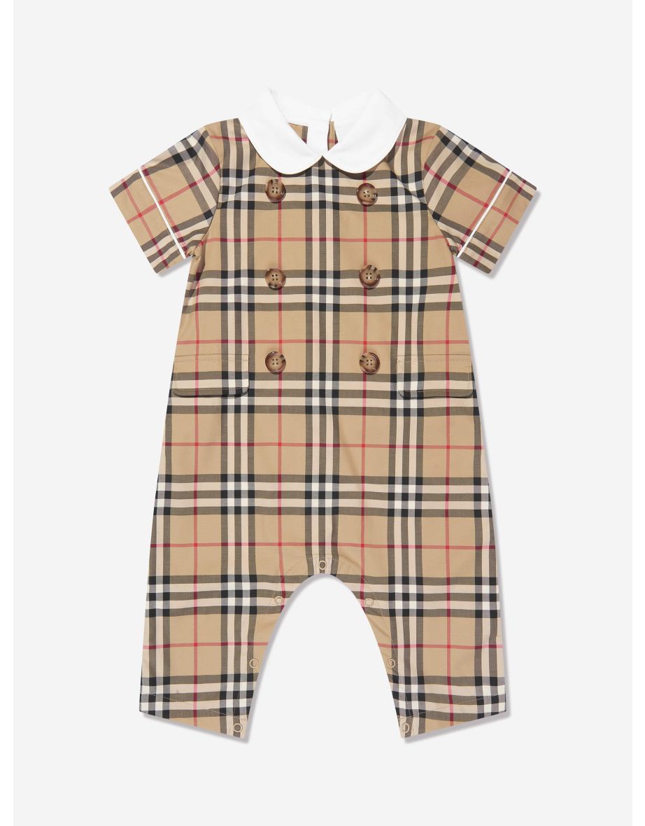Baby Octavian Romper in Archive Beige Check