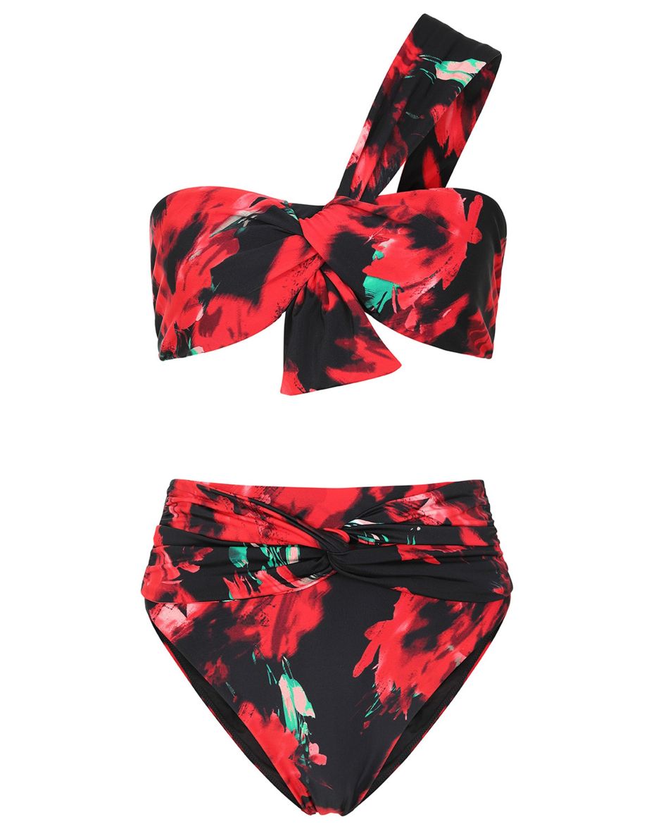 High Tide | Multi Print High Waisted Twist Front Bikini Bottoms - 6