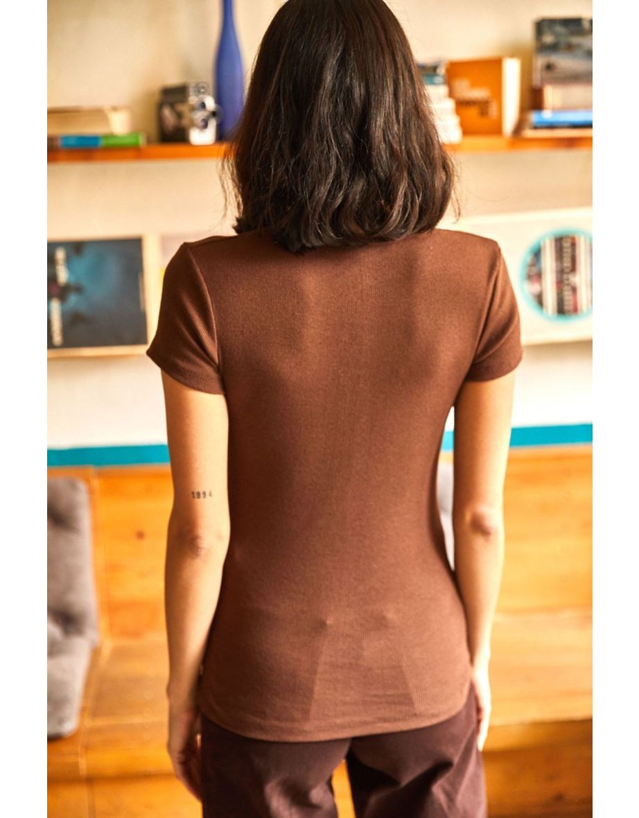 Women's Bitter Brown Snap-On Camisole Blouse - 5