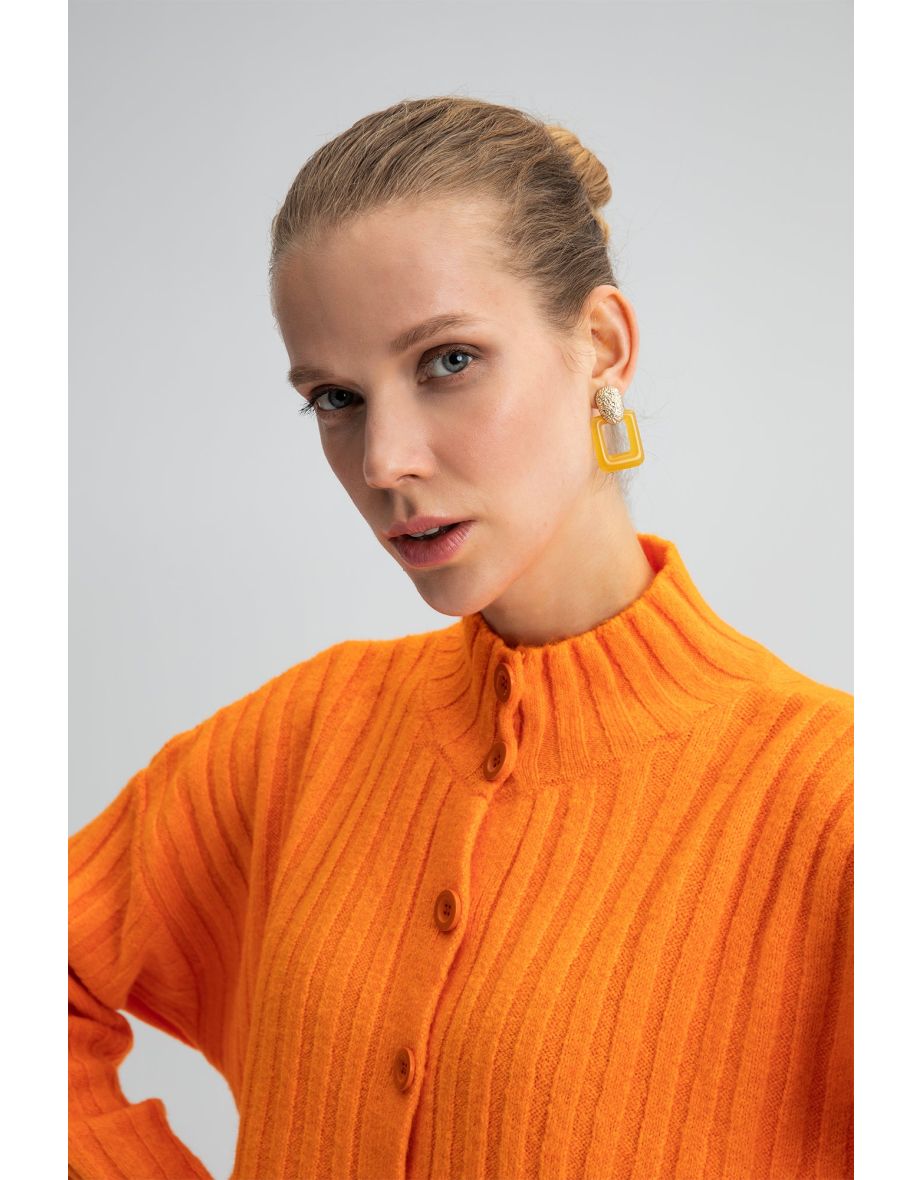 BUTTONED KNIT SWEATER WITH NECKBAND - 3