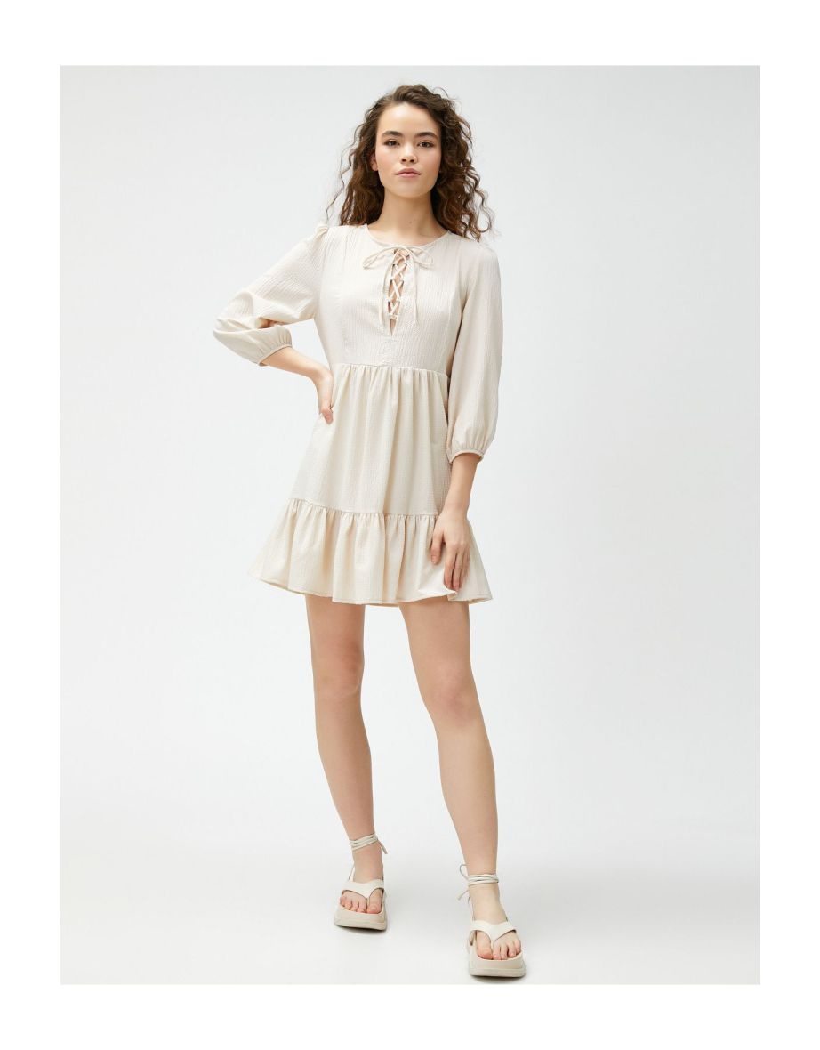 Grey A-Line Midi Smock Dress