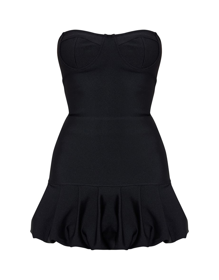 Premium Black Sweetheart Bandage Peplum Mini Dress - 4