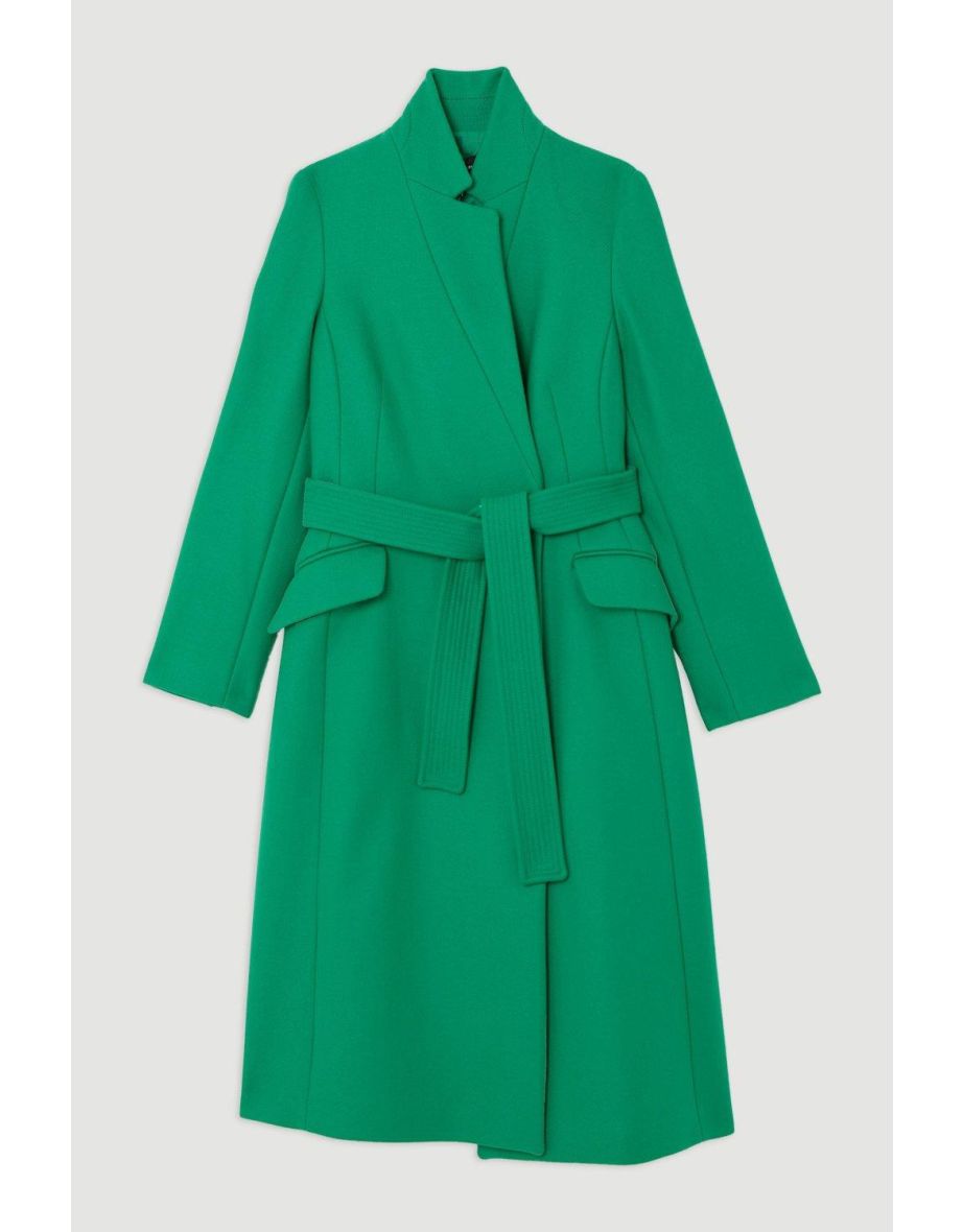 Premium Italian Manteco Wool Investment Notch Neck Tailored Midi Coat - 3