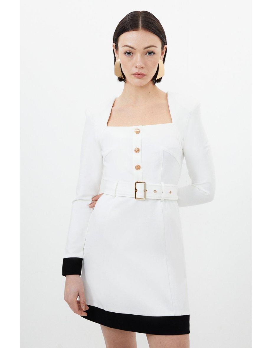 Jersey Ponte Hardwear Colour Block Mini Dress