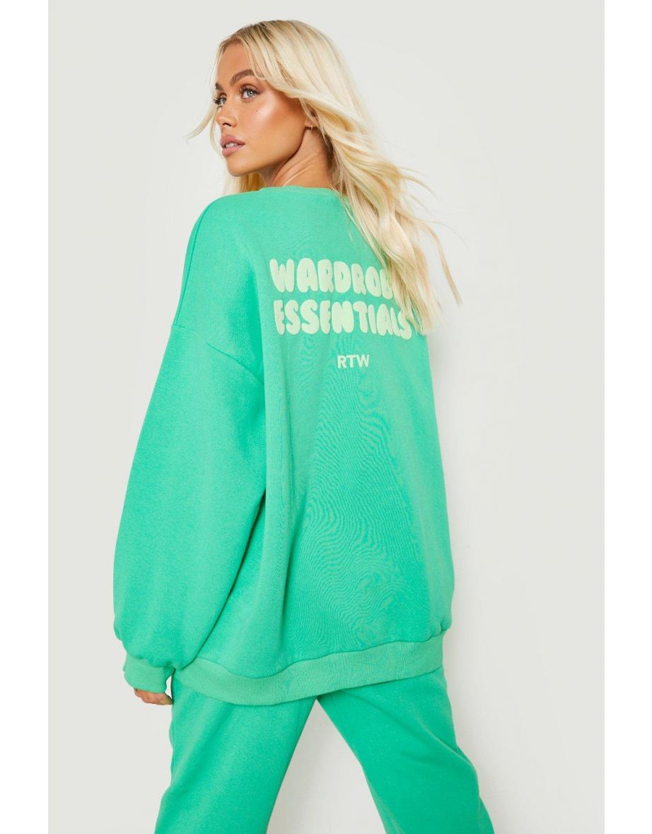 Wardrobe Essentials Back Print Sweater - green