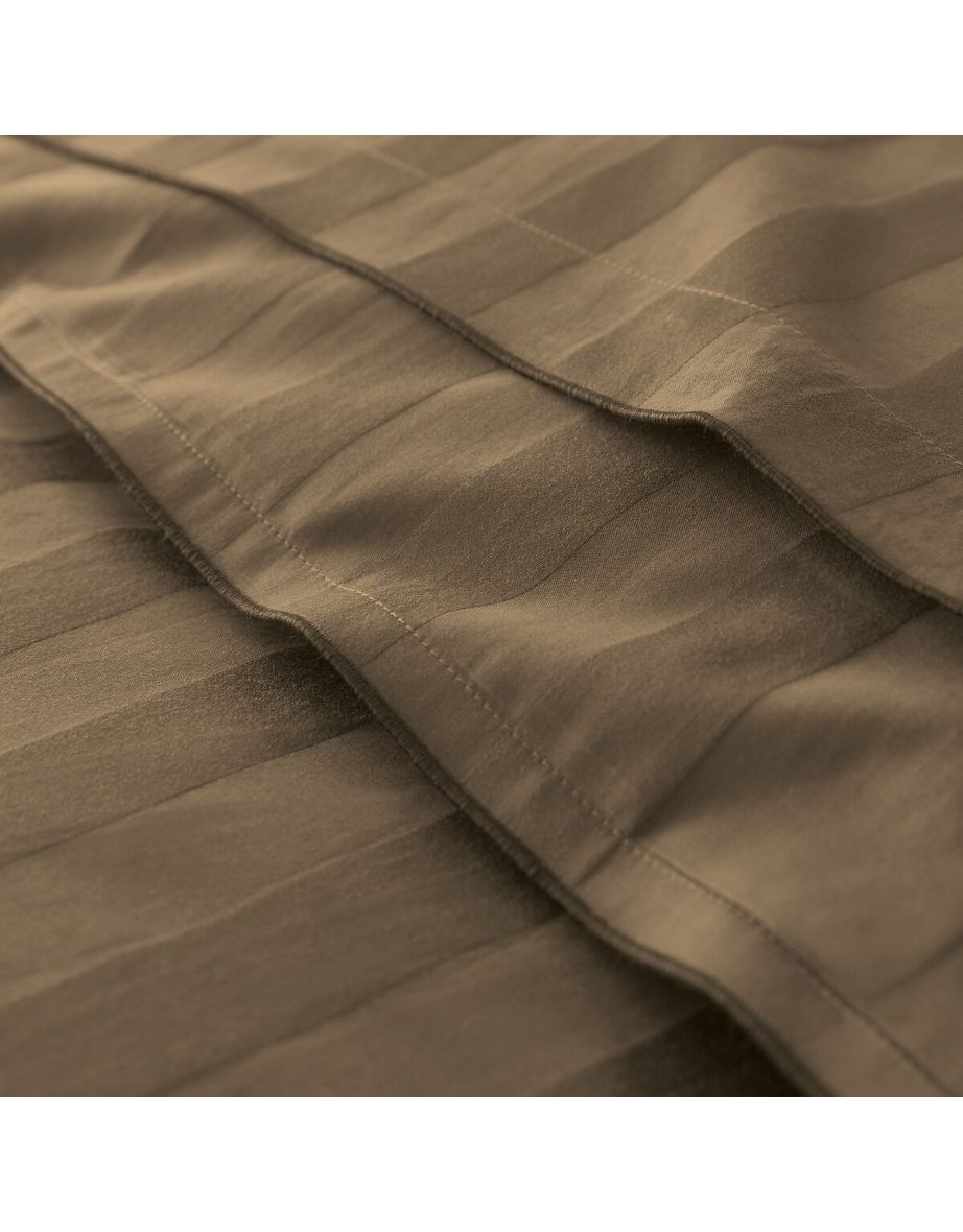 Victor Striped 100% Washed Cotton Satin 300 Thread Count Flat Sheet - 5