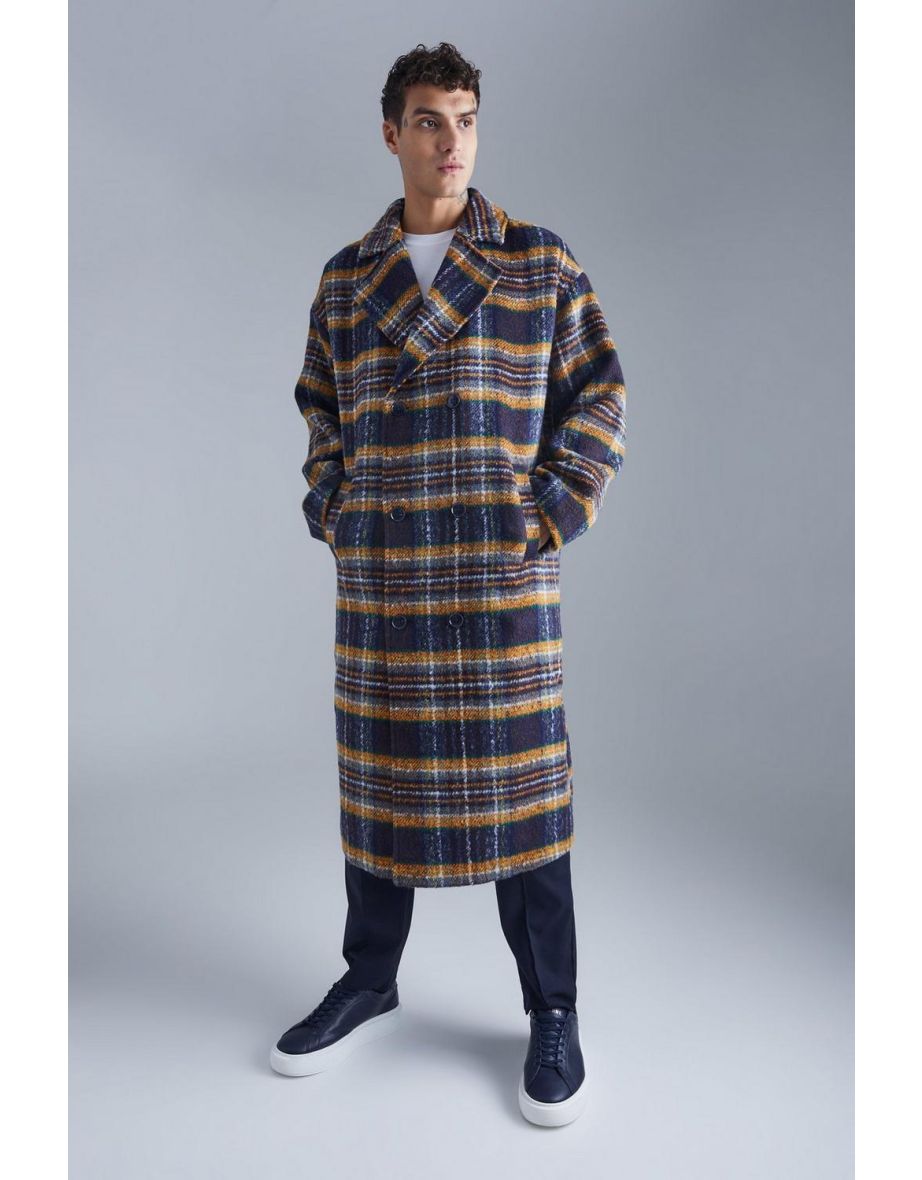 Brushed check coat best sale