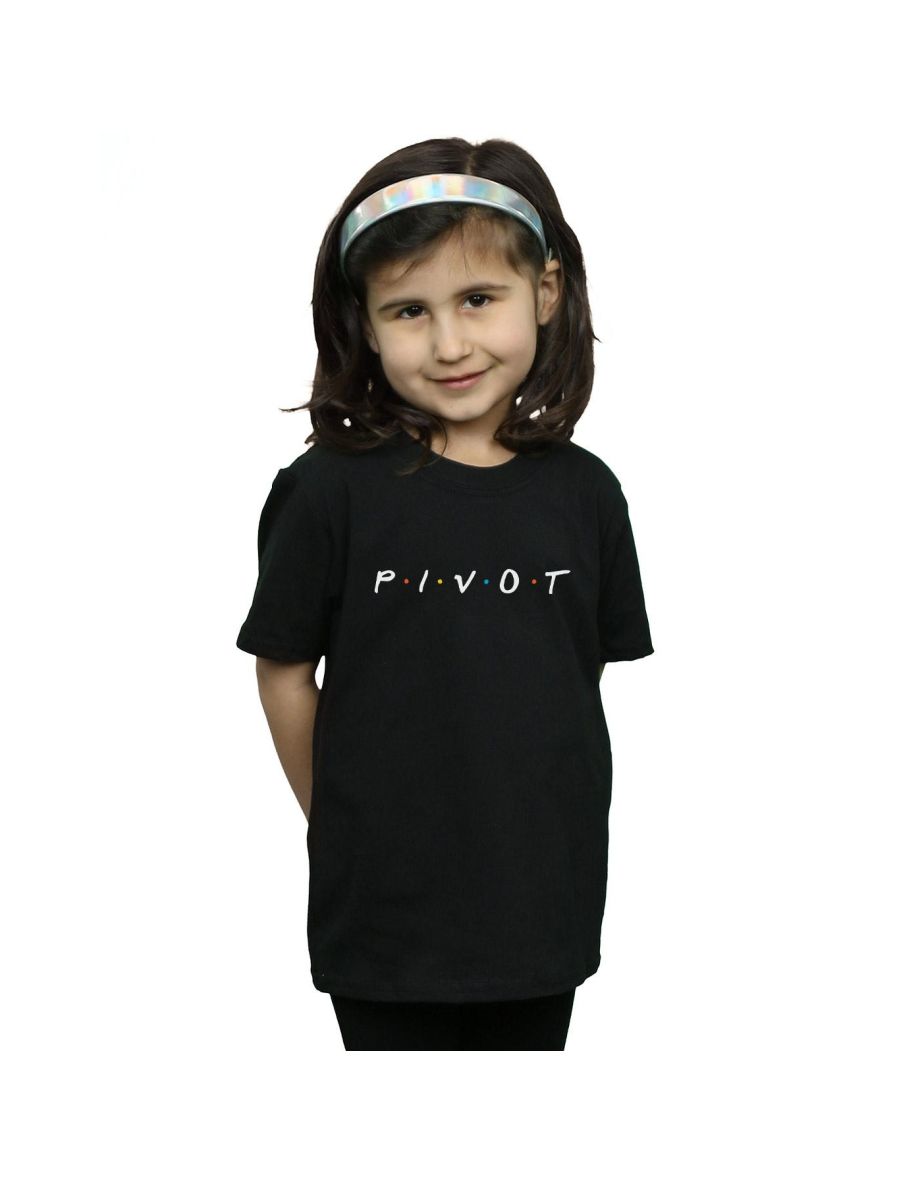 Friends Girls Pivot Logo Cotton T-Shirt - Black