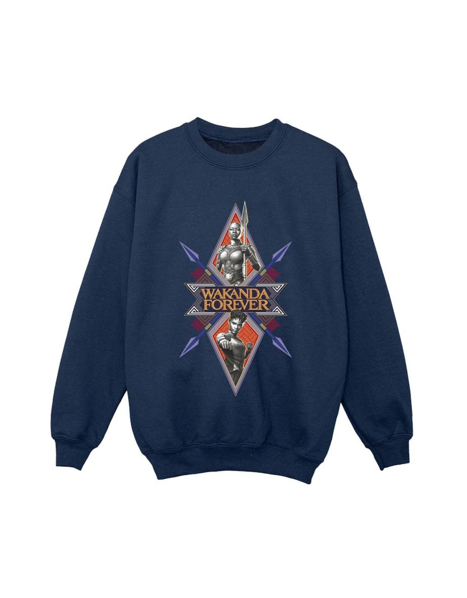 Marvel Boys Wakanda Forever Tribal Spear Chest Sweatshirt - Navy Blue - 2