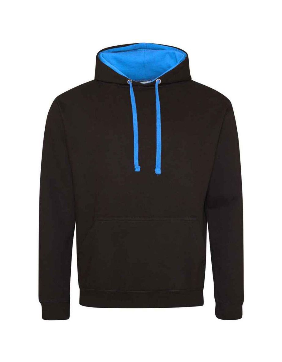 Awdis Womens/Ladies Varsity Hoodie - Jet Black/Sapphire Blue
