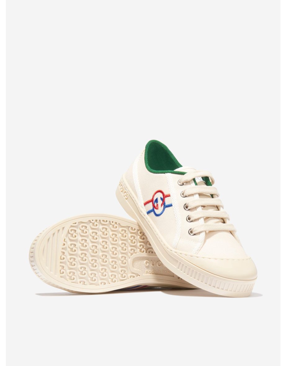 Kids GG Tennis Trainers in White