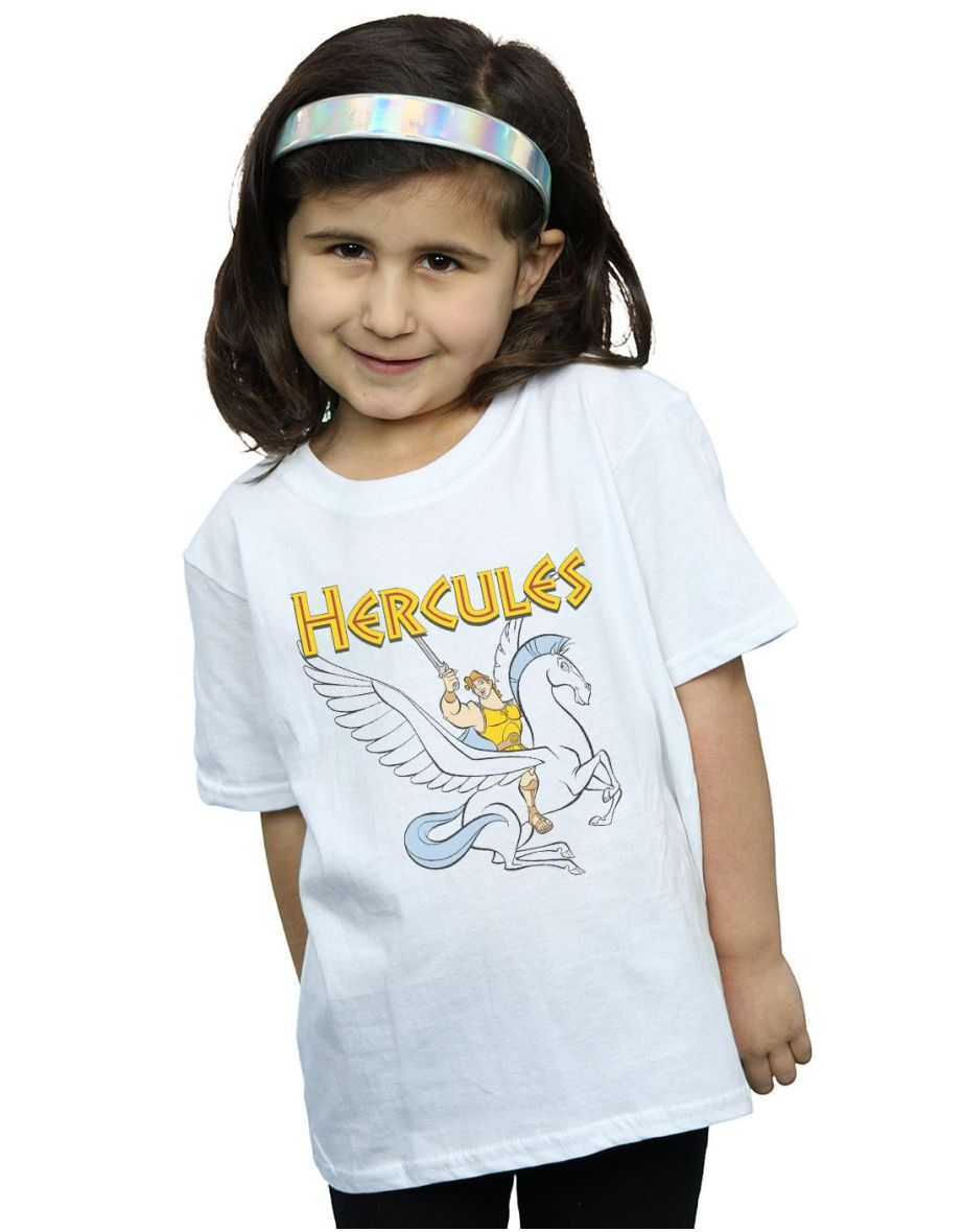 Disney Girls Hercules With Pegasus Cotton T-Shirt - White