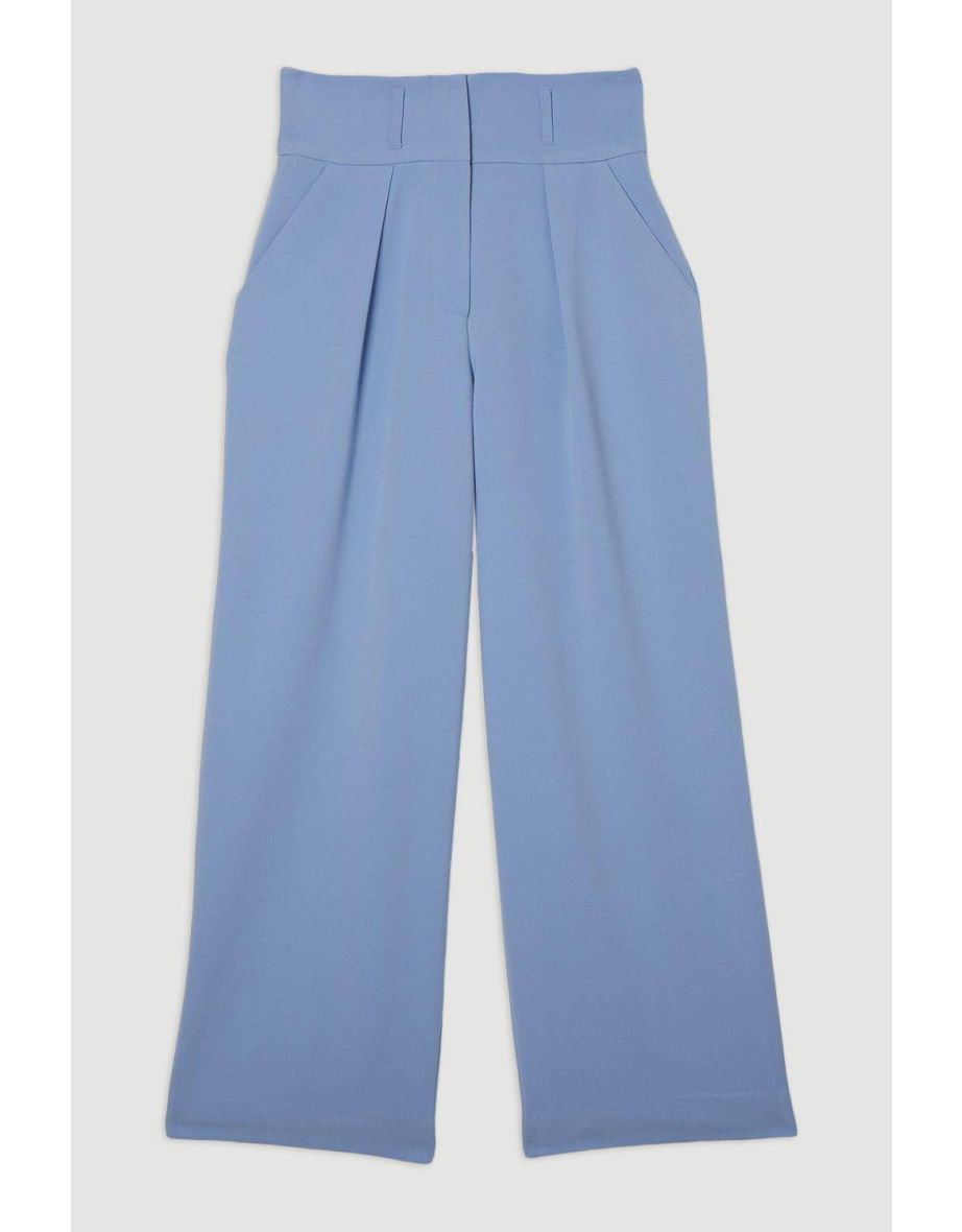 Compact Stretch Essential Tailored High Waist Wide Leg Trouser - 3