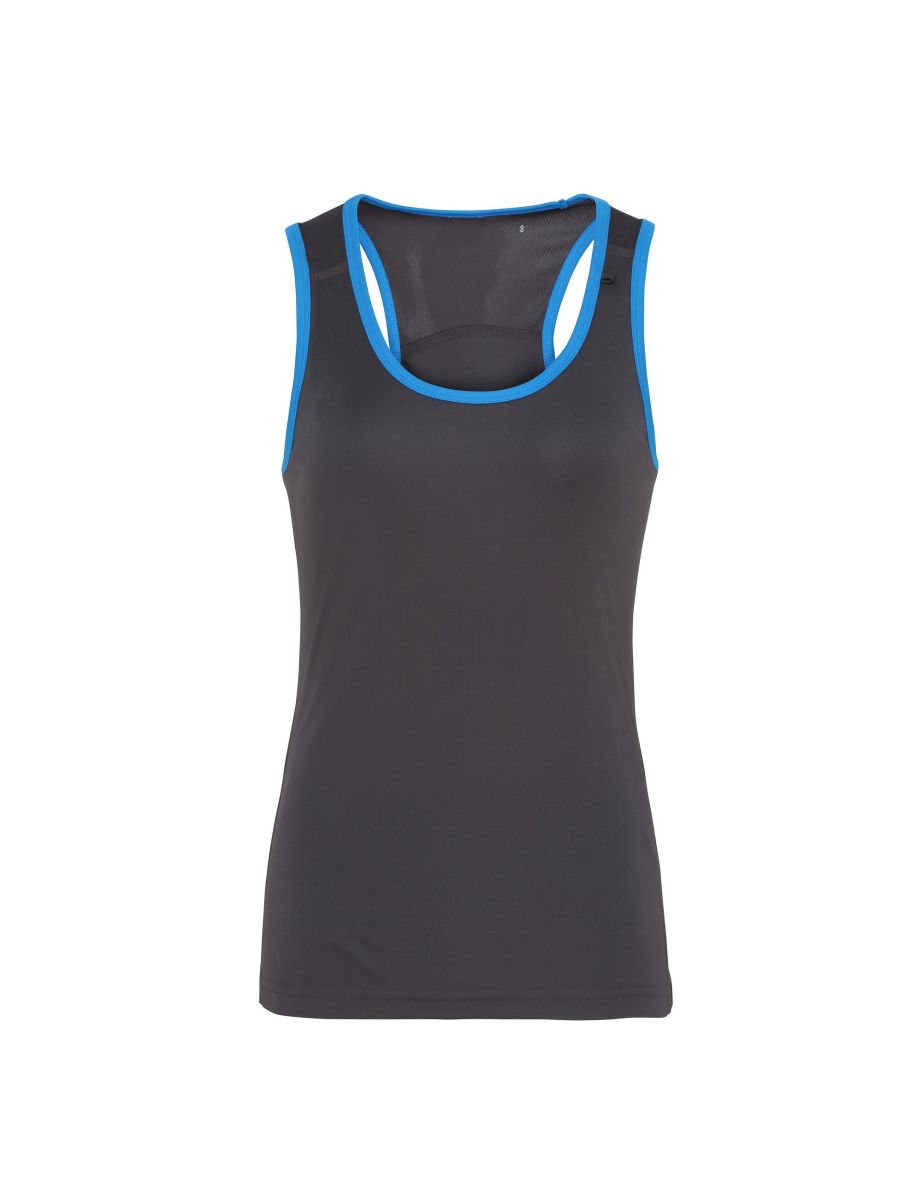 Tri Dri Womens/Ladies Panelled Fitness Sleeveless Vest - Charcoal /Sapphire