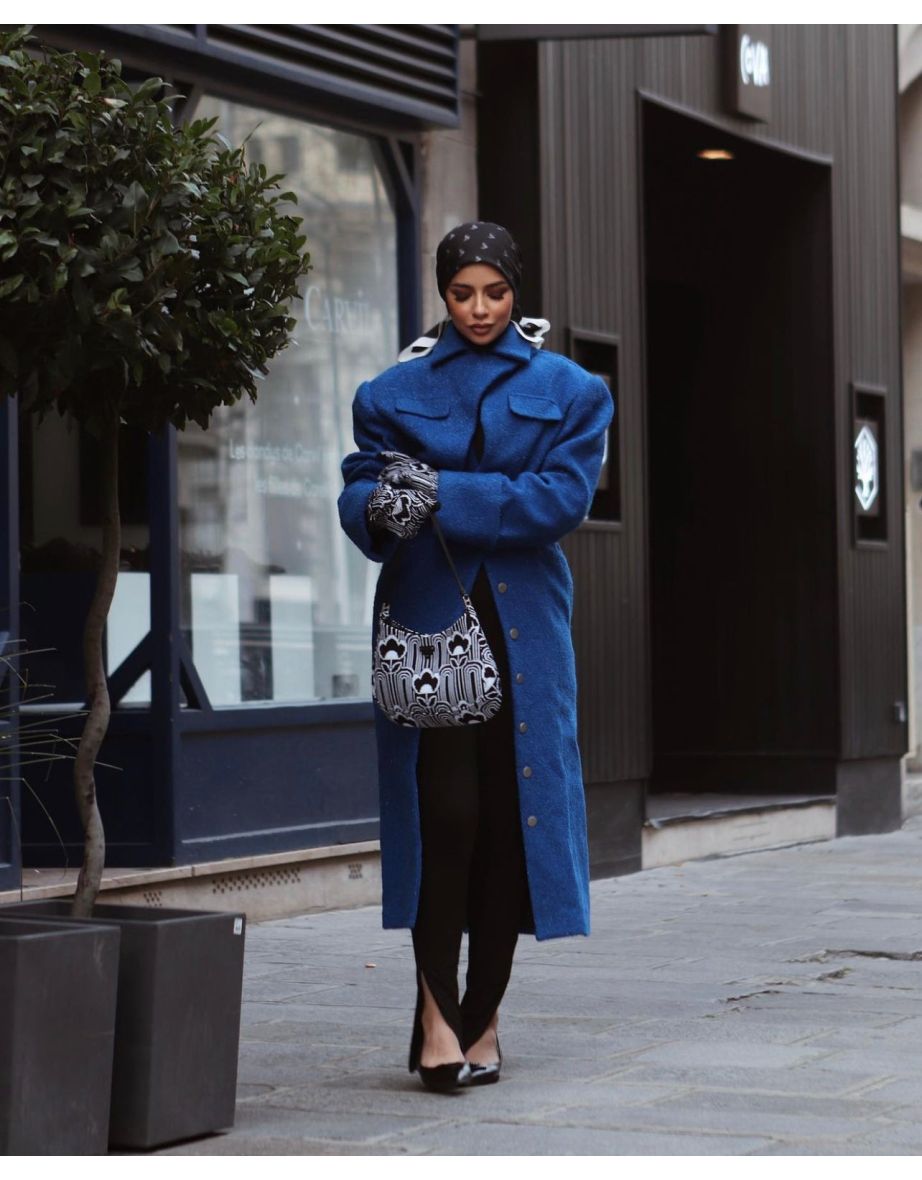 NEELA ASSYMETRIC TRENCH COAT ELECTRIC BLUE