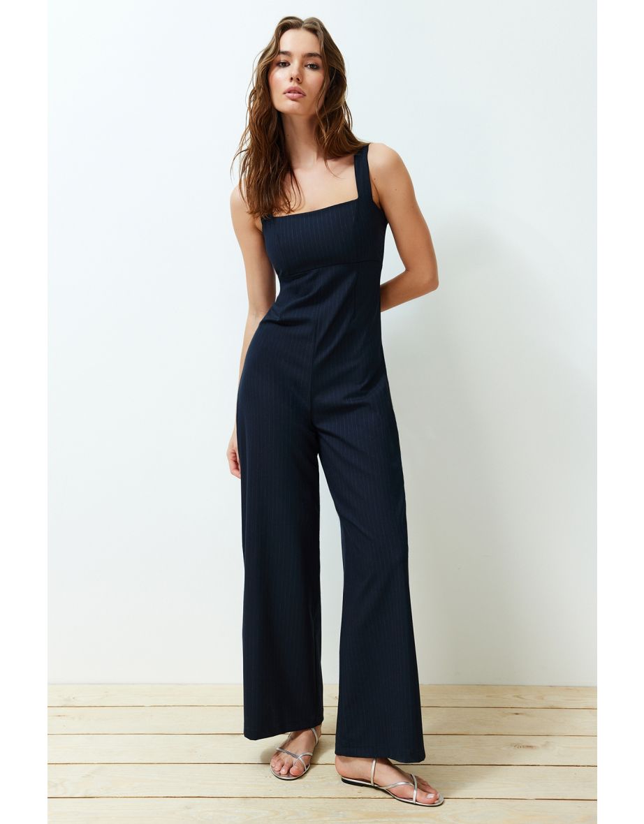 Navy Striped Jumpsuit