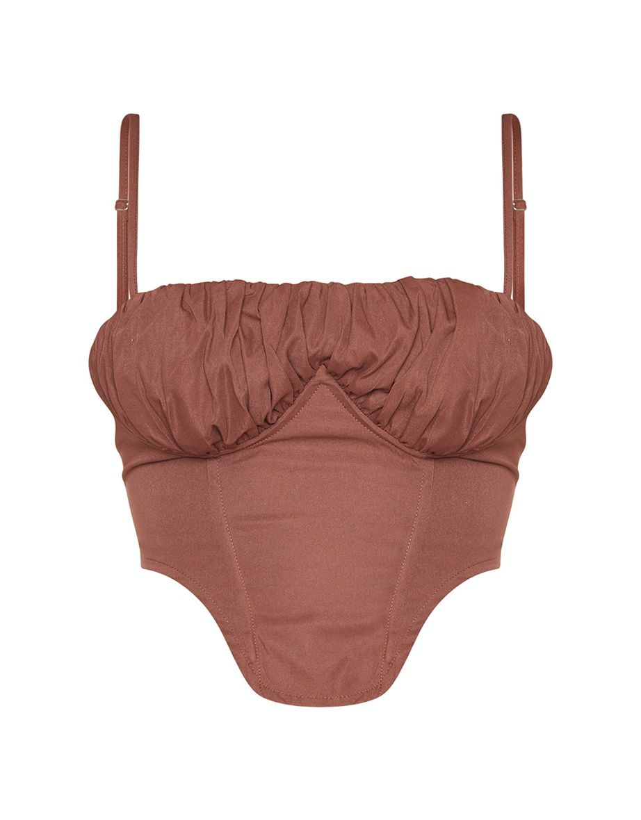 Shape Chocolate Brown Cargo Ruched Underbust Corset - 4