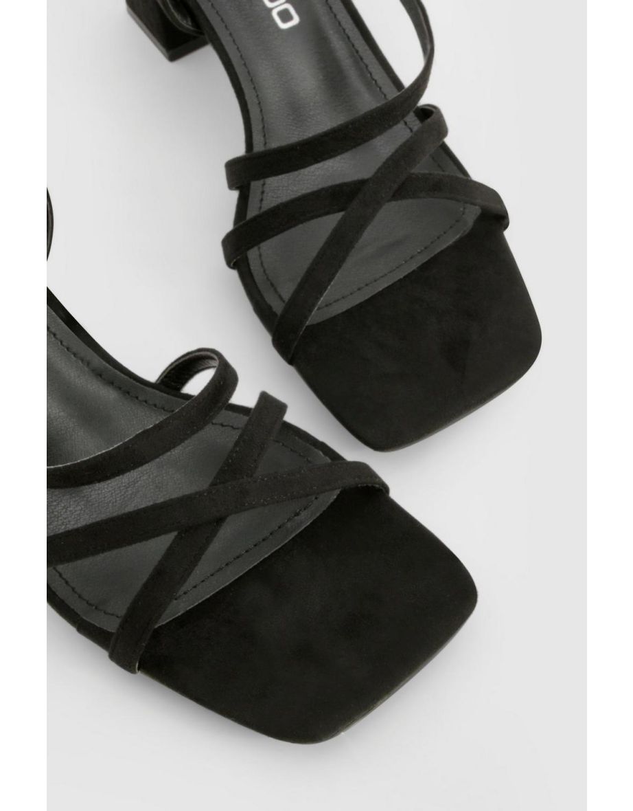 Wide Fit Asymmetric Strappy Low Block Heels - black - 3