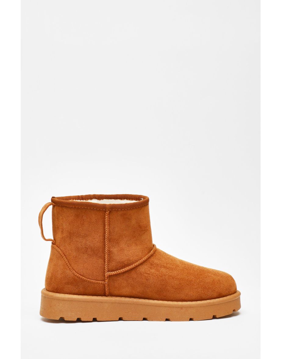 Tan Faux Suede Ankle Boots - 4