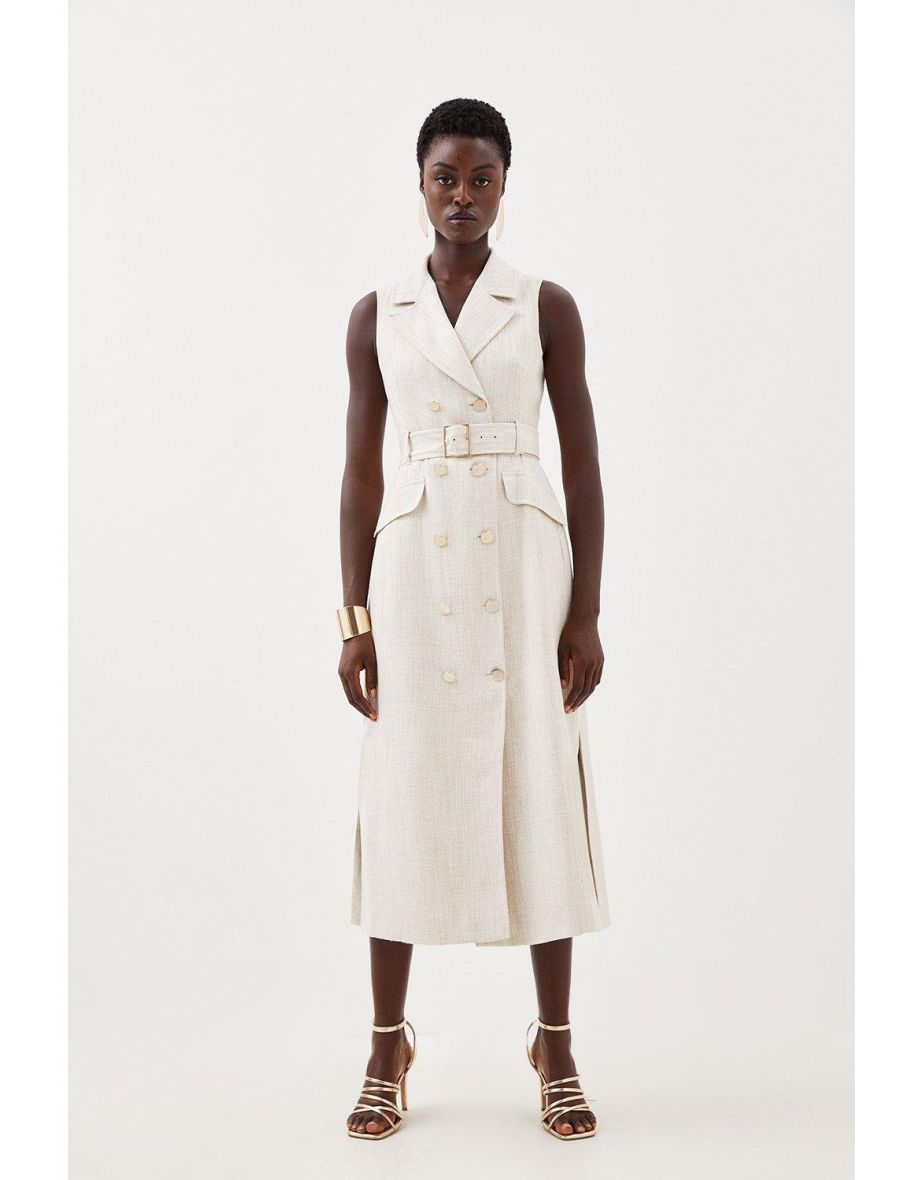 Tailored Double Breasted Belted Midi Dress - 2