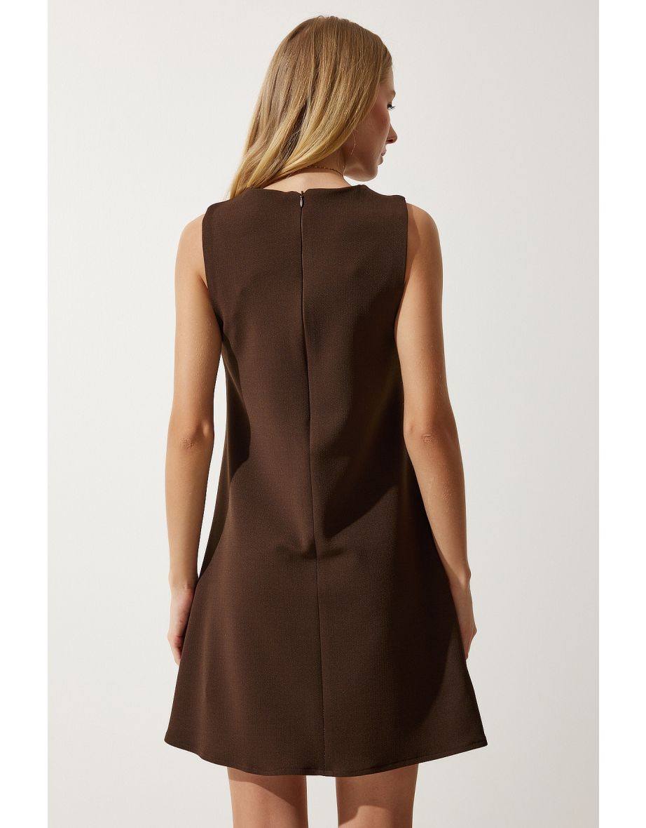 Happiness İStanbul Brown A-Line Mini Shift Dress - 7
