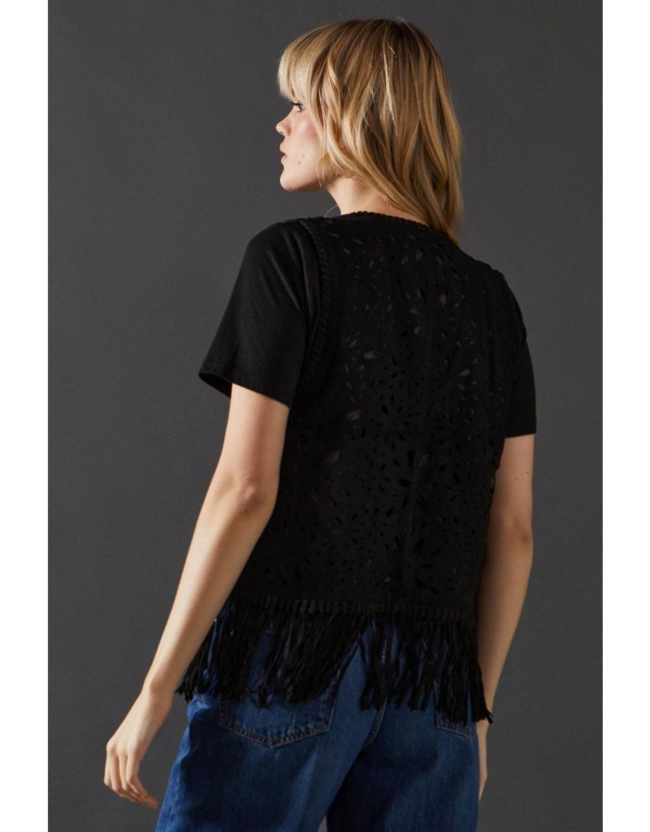 Real Suede Fringed Waistcoat - 3