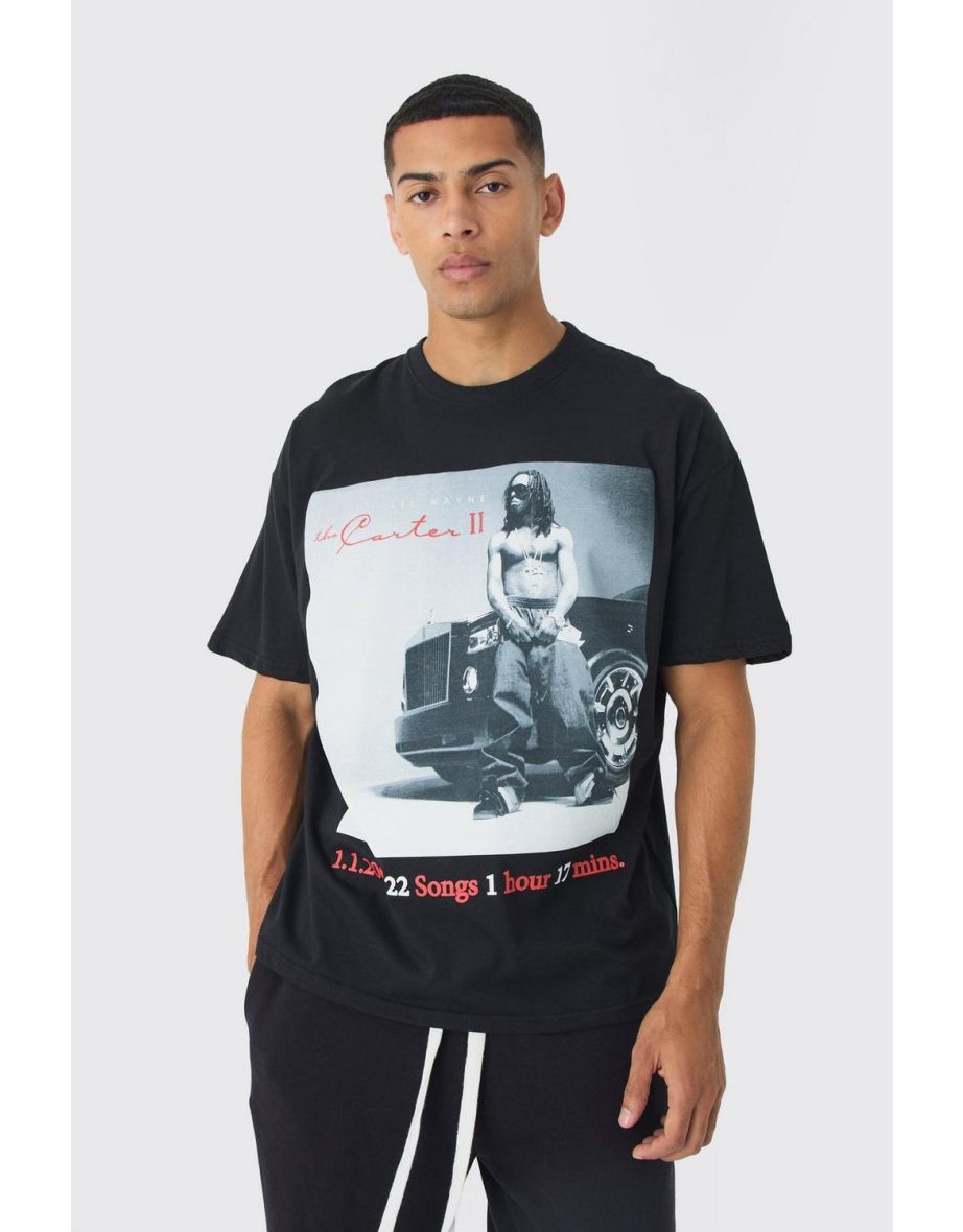 Oversized Lil Wayne Album License Print T-Shirt - black