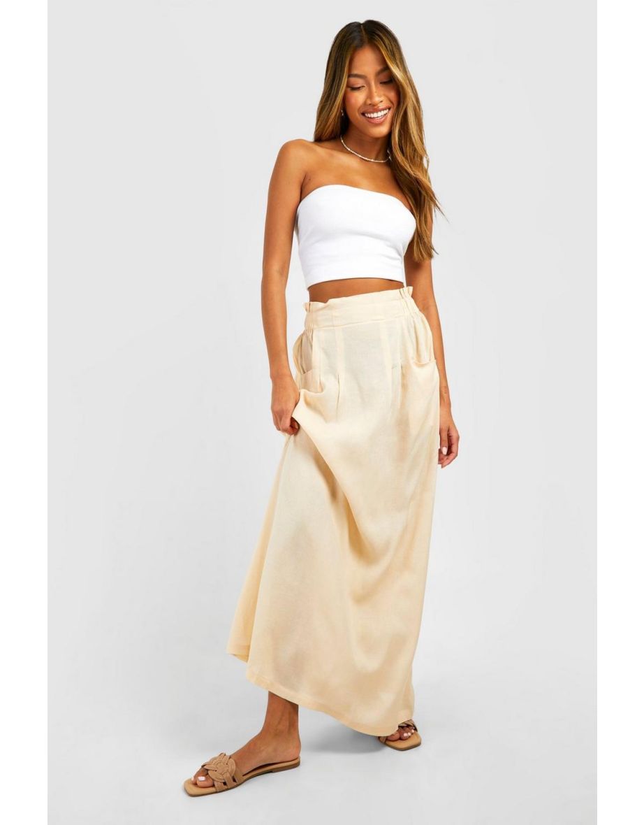 Shop Linen Tie Maxi Skirt stone Online in Bahrain VogaCloset