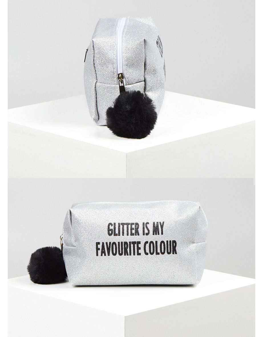Glitter Pom Pom Makeup Bag - 1