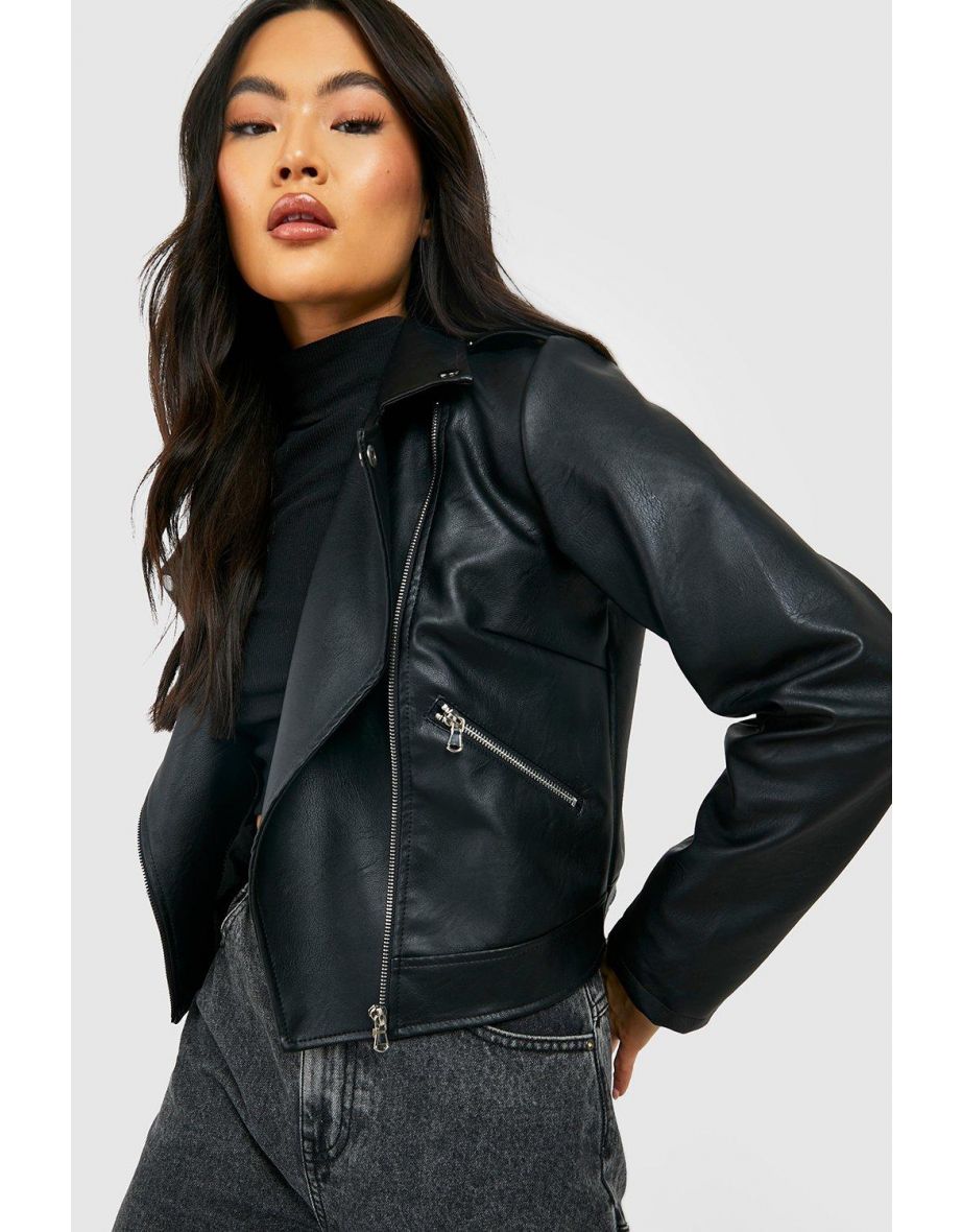 On The Daily Faux Leather Biker Short - Black