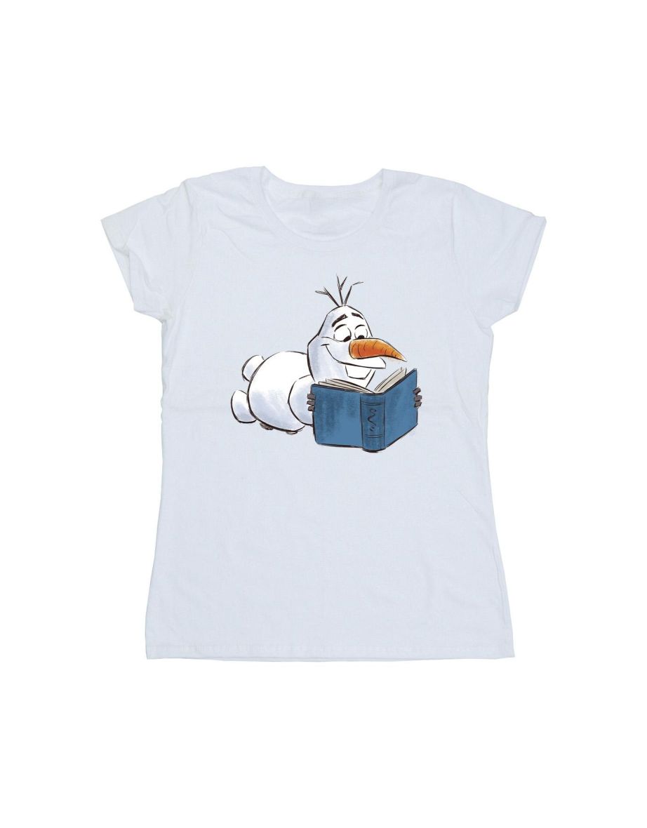 Disney Womens/Ladies Frozen Olaf Reading Cotton T-Shirt - 1
