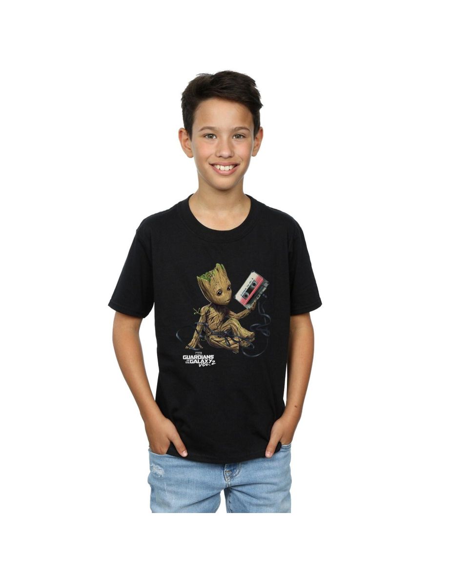 Marvel Boys Guardians Of The Galaxy Groot Tape T-Shirt - Black