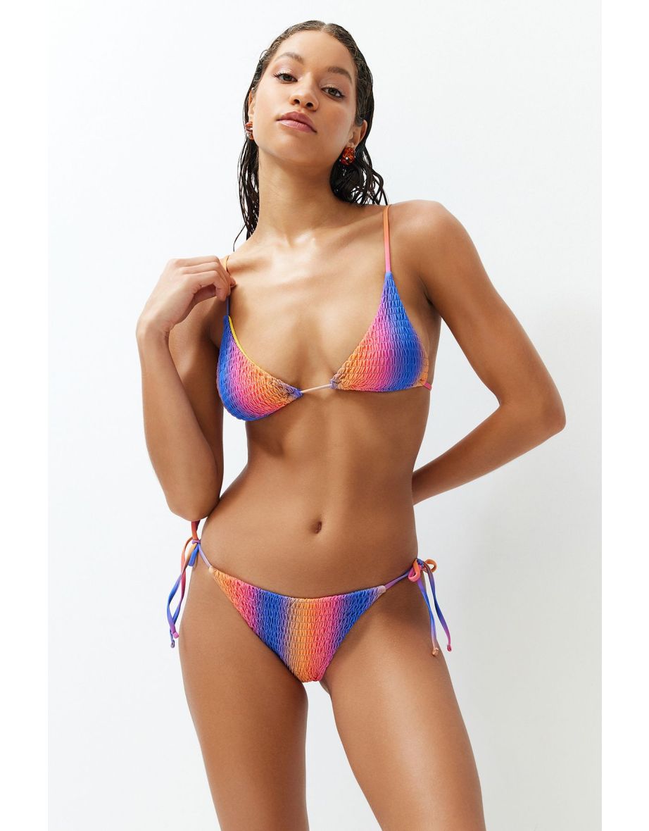 Multi Color Gradient Triangle Normal Waist Bikini Set
