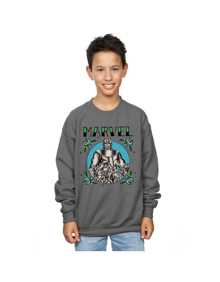 Shop Marvel Boys Avengers Group Tattoo Sweatshirt Charcoal Online in Bahrain VogaCloset