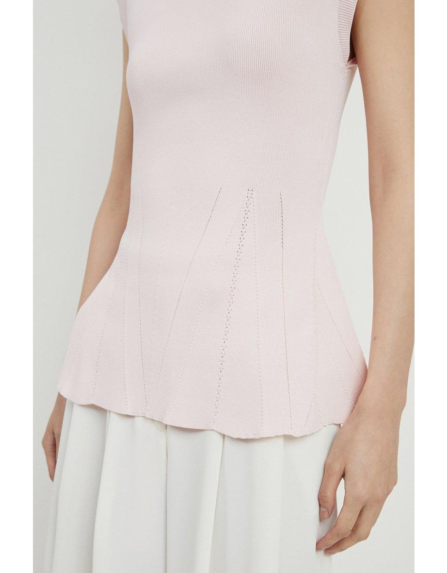 Viscose Blend Knit Peplum Top - 2