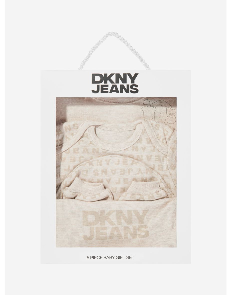 DKNY Baby Boys 5 Piece Babygrow Set in Beige - 6