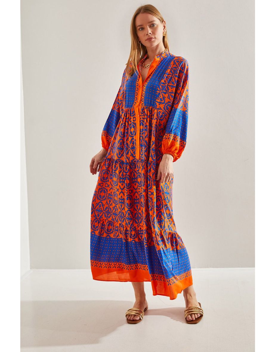 Women's Multi Patterned Viscose Dress - 5