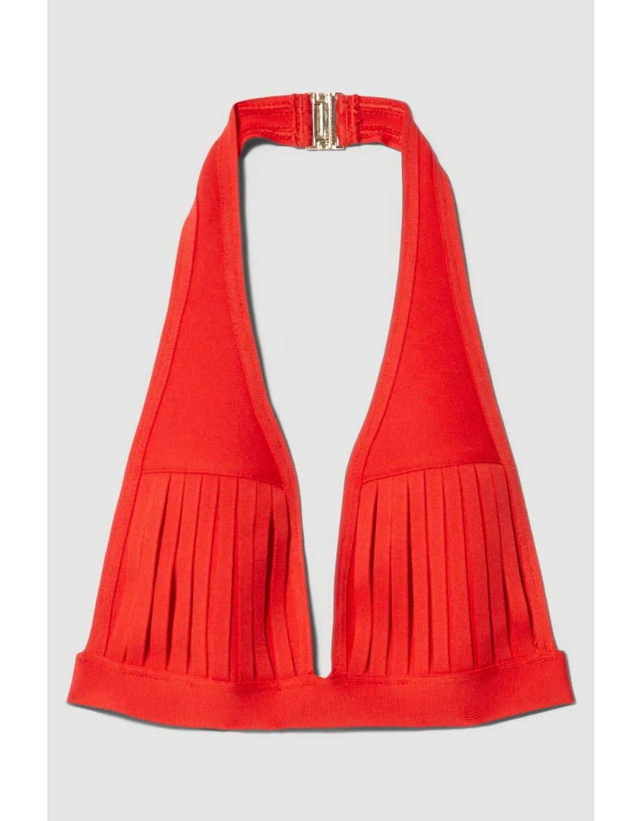 Bandage Sheer Stripe Halter Neck Top - 3