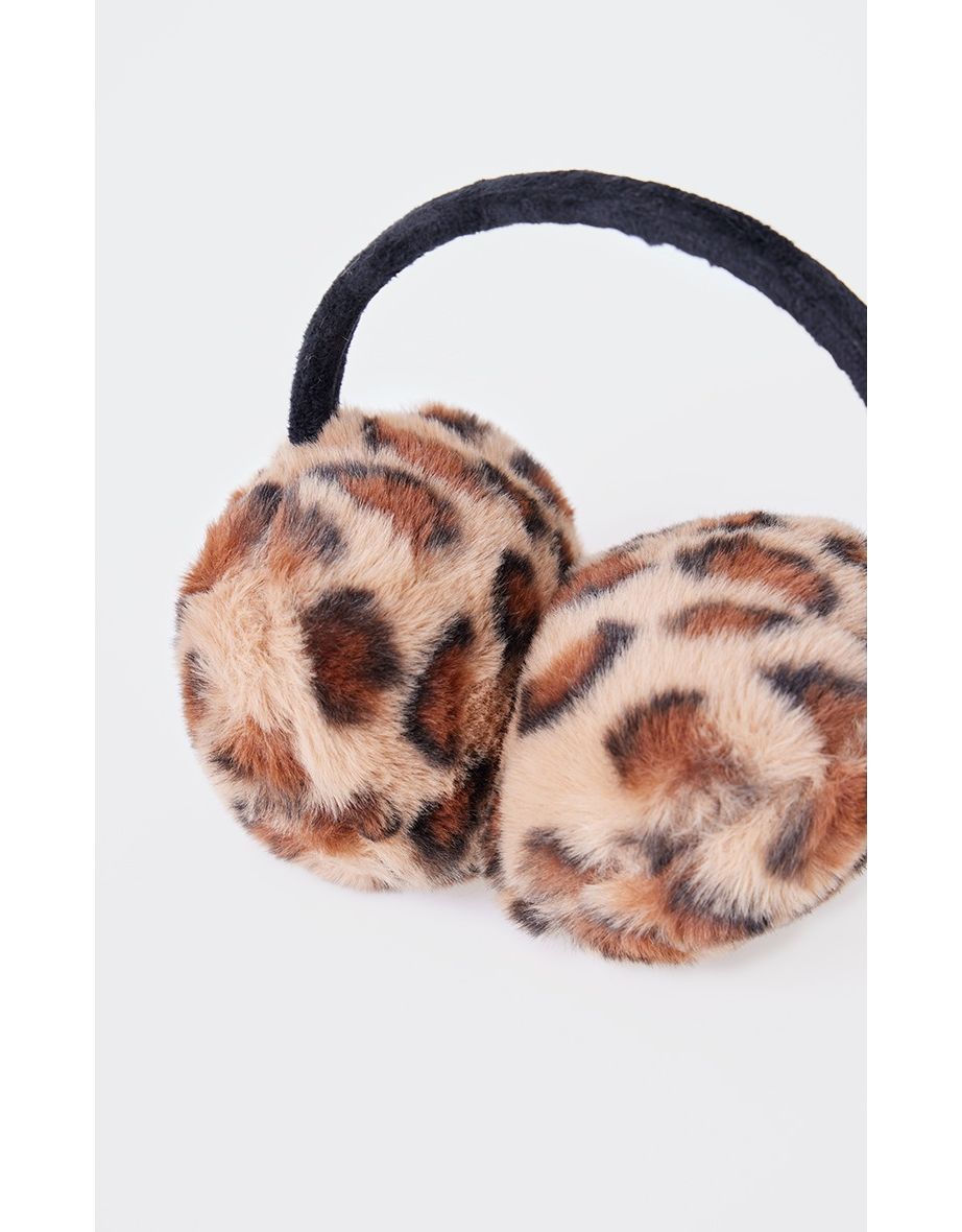 Leopard Faux Fur Ear Muffs - 2