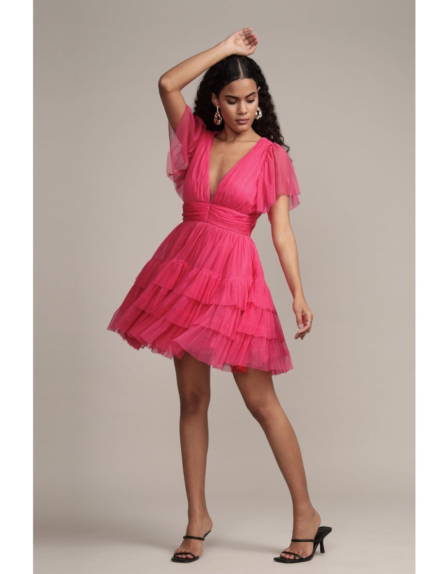 Madison Bright Pink Tulle Mini Dress